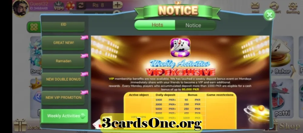 Gameplay image showing three cards, example hands, and basic rules of 3 Card King