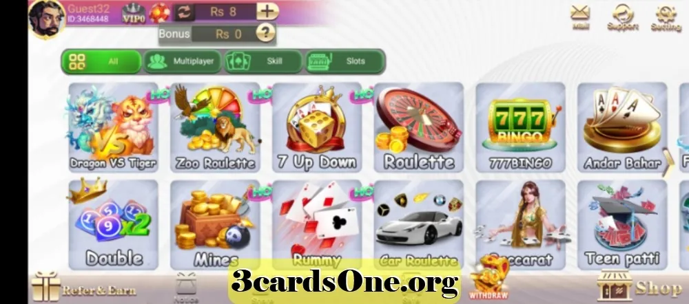 Illustration of download steps for 3 Card King APK on an Android phone